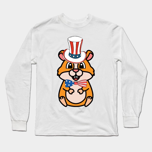 Funny hamster is ready for independence day Long Sleeve T-Shirt by Pet Station